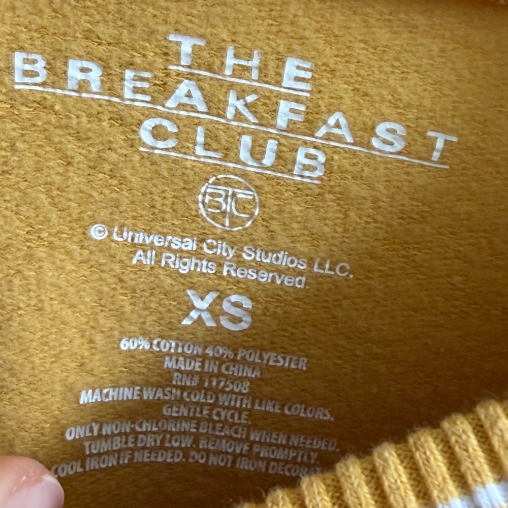XS the breakfast club Shermer High School sweatshirt top mustard yellow stripe - Picture 4 of 9